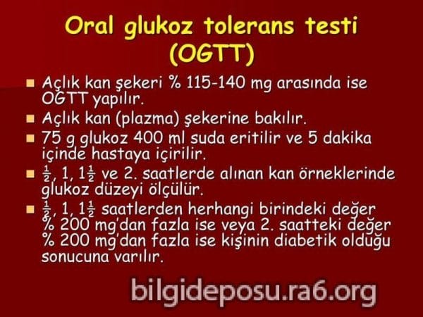 Oral glukoz tolerans testi (Ogtt) ve diyabet teşhisi